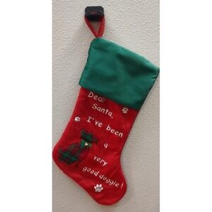 Dear Santa I've been a very good Doggie Christmas Stocking 16.5 Inches D3